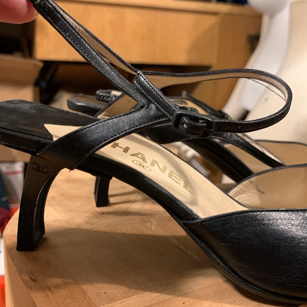 RARE CHANEL KARL LAGERFELD SLINGBACKS WITH SEXY STRUCTURAL METAL HEELS